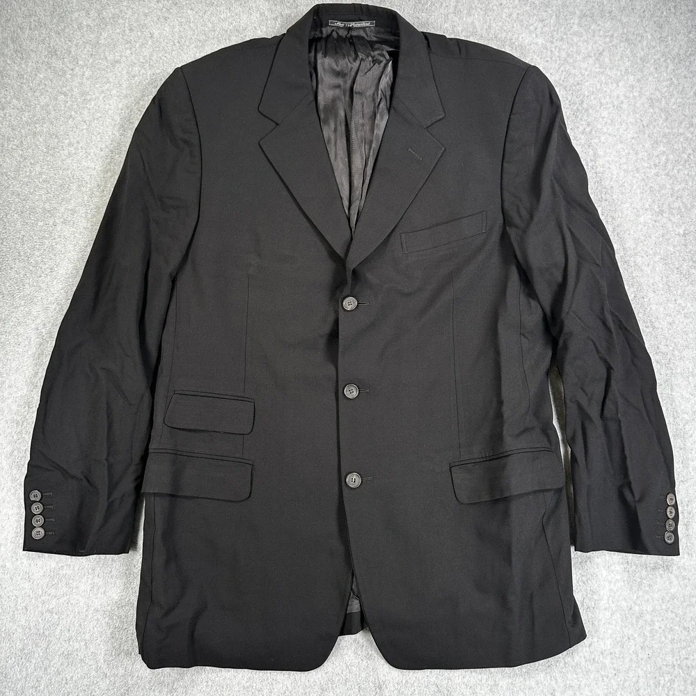 Gucci Blazer Sport Coat Mens 42 Black Wool Suit Jacket Three Button Switzerland